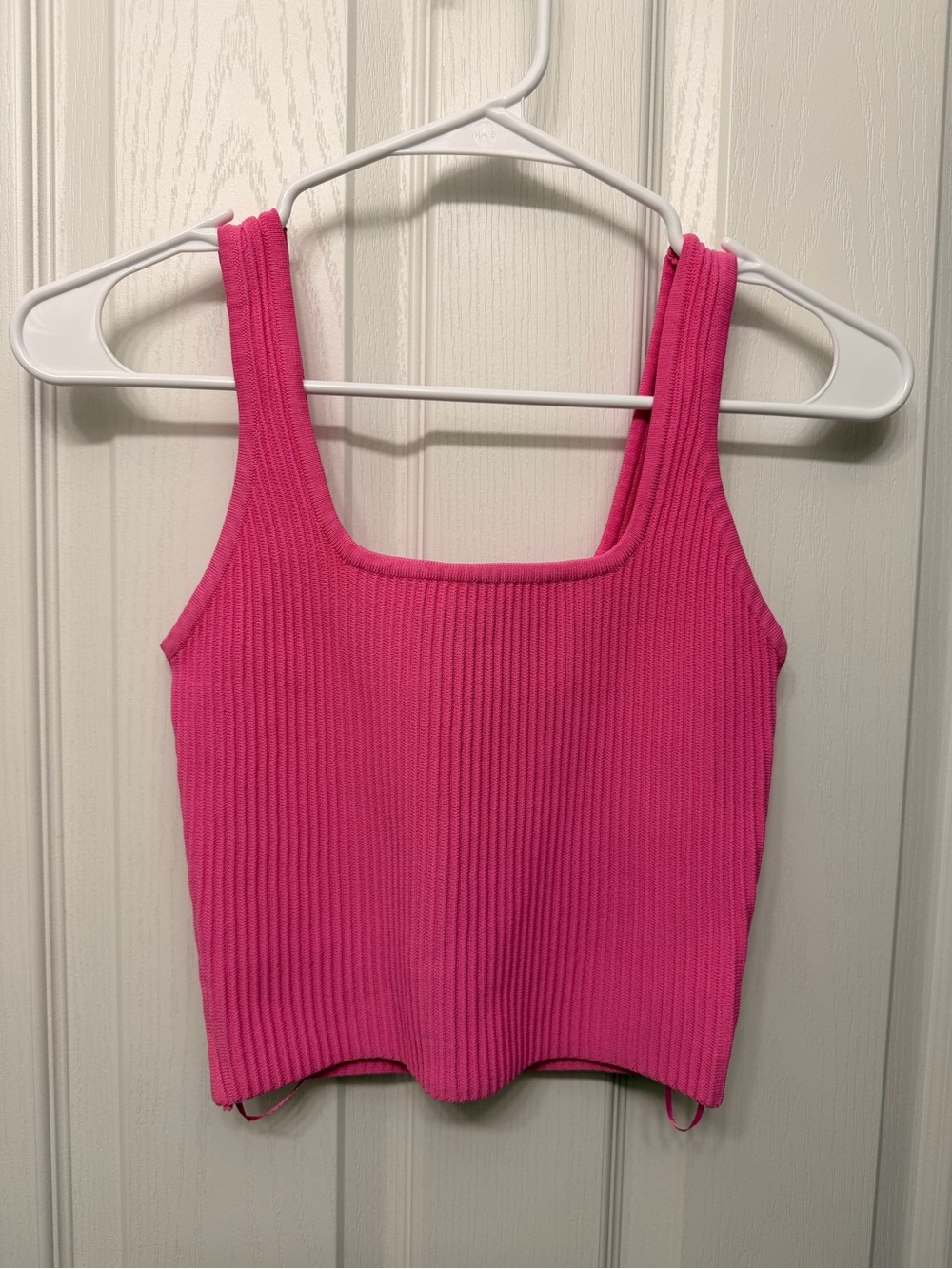 debut Hot Pink Ribbed Square Neck Tank
